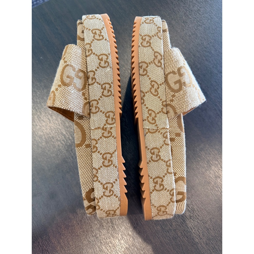 GuCc* Jumbo G*G Canvas Platform Slide Sandals Womens 39 Italy *see description* - Picture 3 of 8